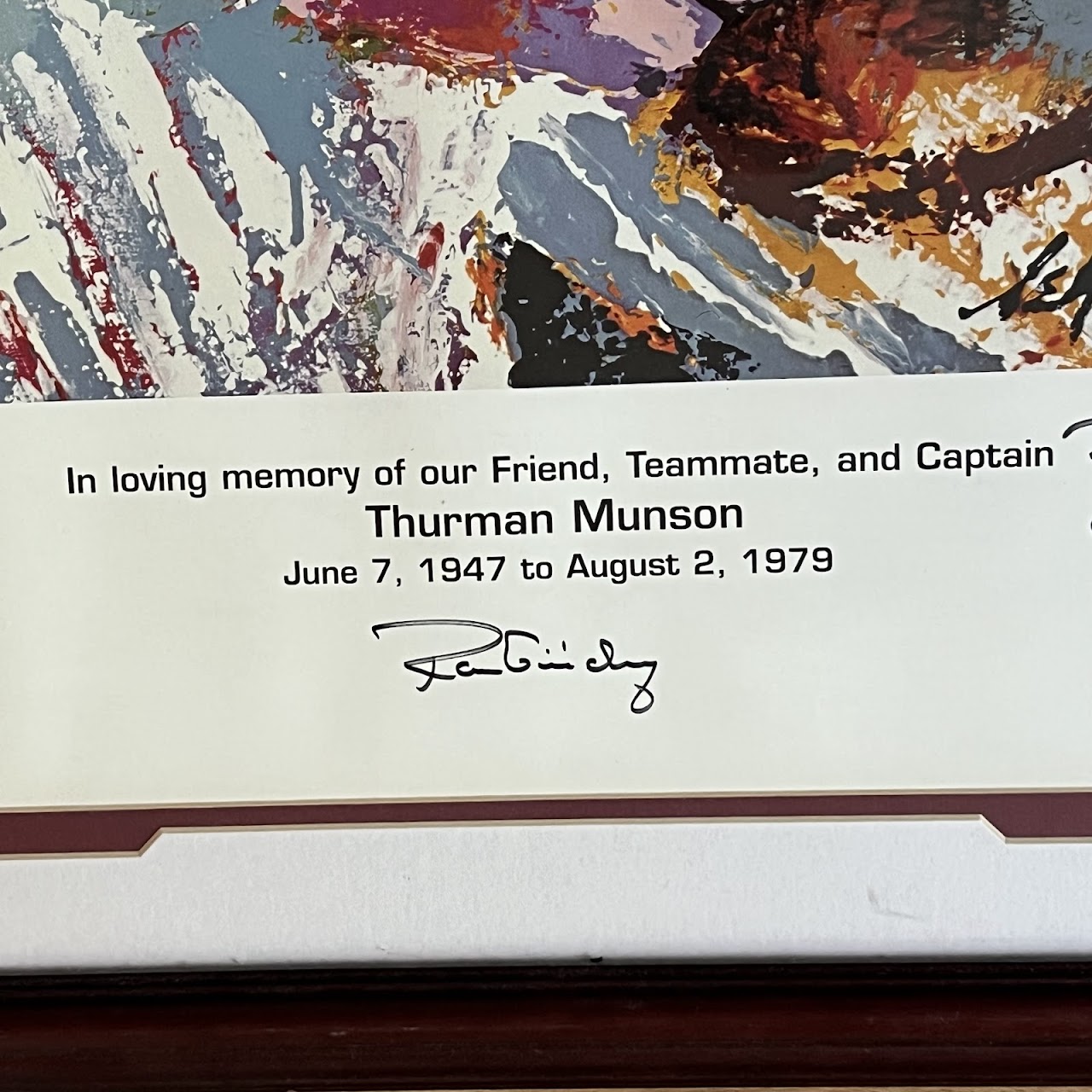 LeRoy Neiman Thurman Munson Memorial Poster with Six Autographs