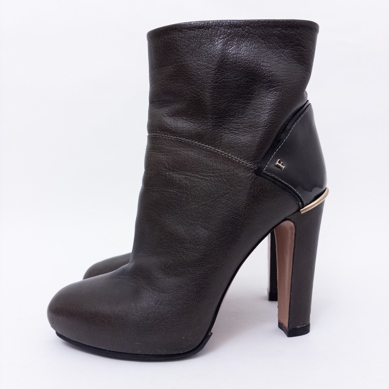 Furla Leather and Patent Leather Ankle Boots