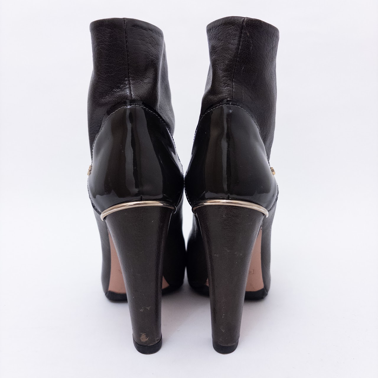 Furla Leather and Patent Leather Ankle Boots