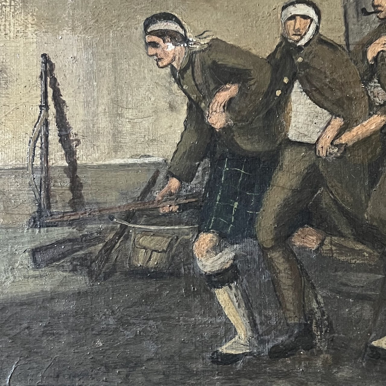 Wounded Scottish Military Oil Painting