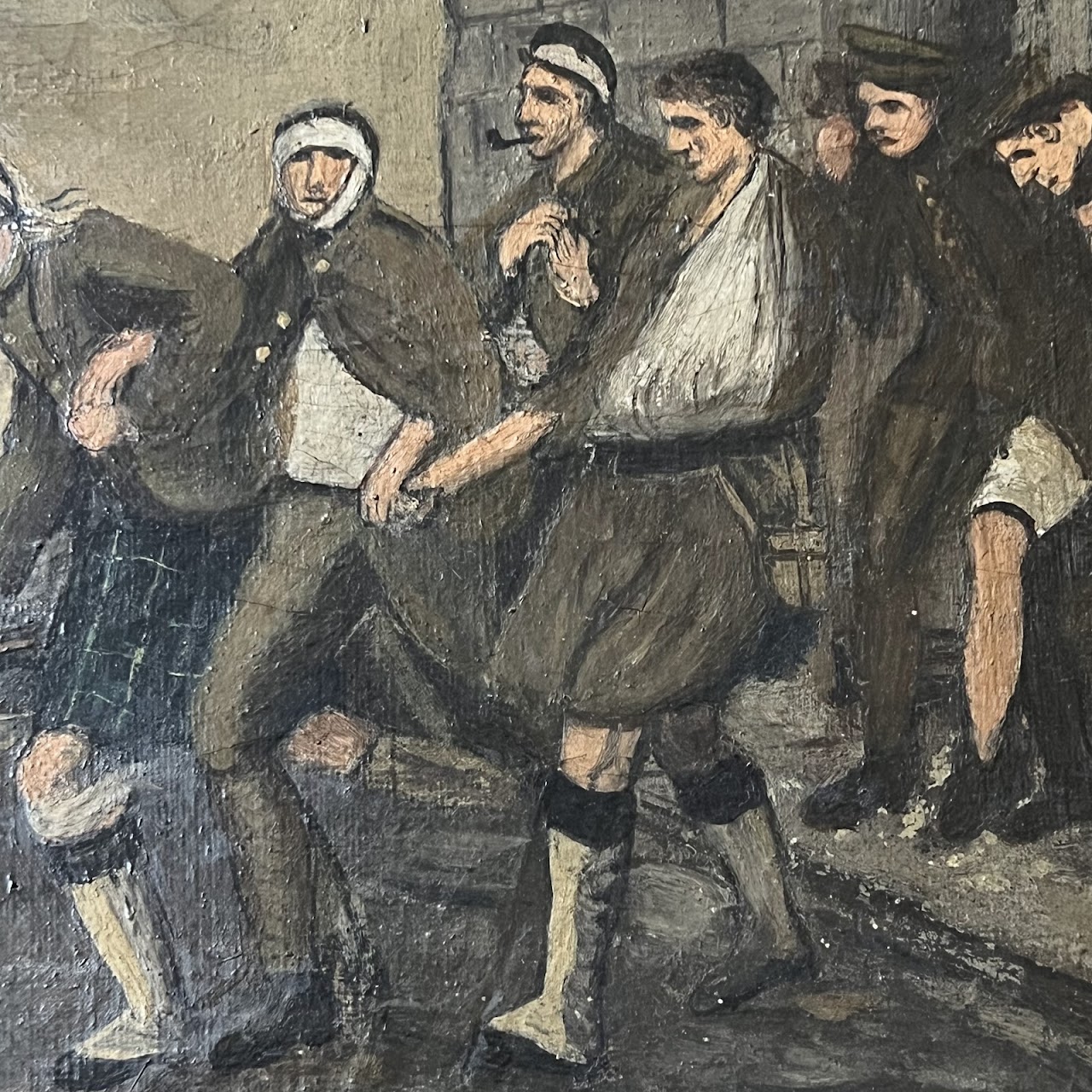 Wounded Scottish Military Oil Painting