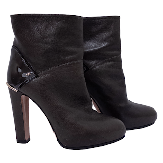 Furla Leather and Patent Leather Ankle Boots