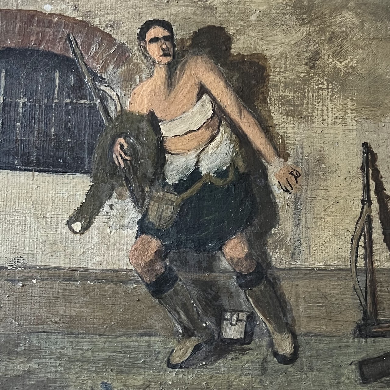 Wounded Scottish Military Oil Painting