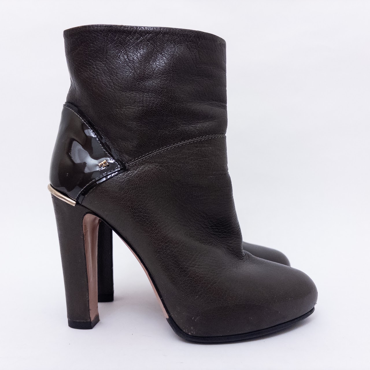 Furla Leather and Patent Leather Ankle Boots