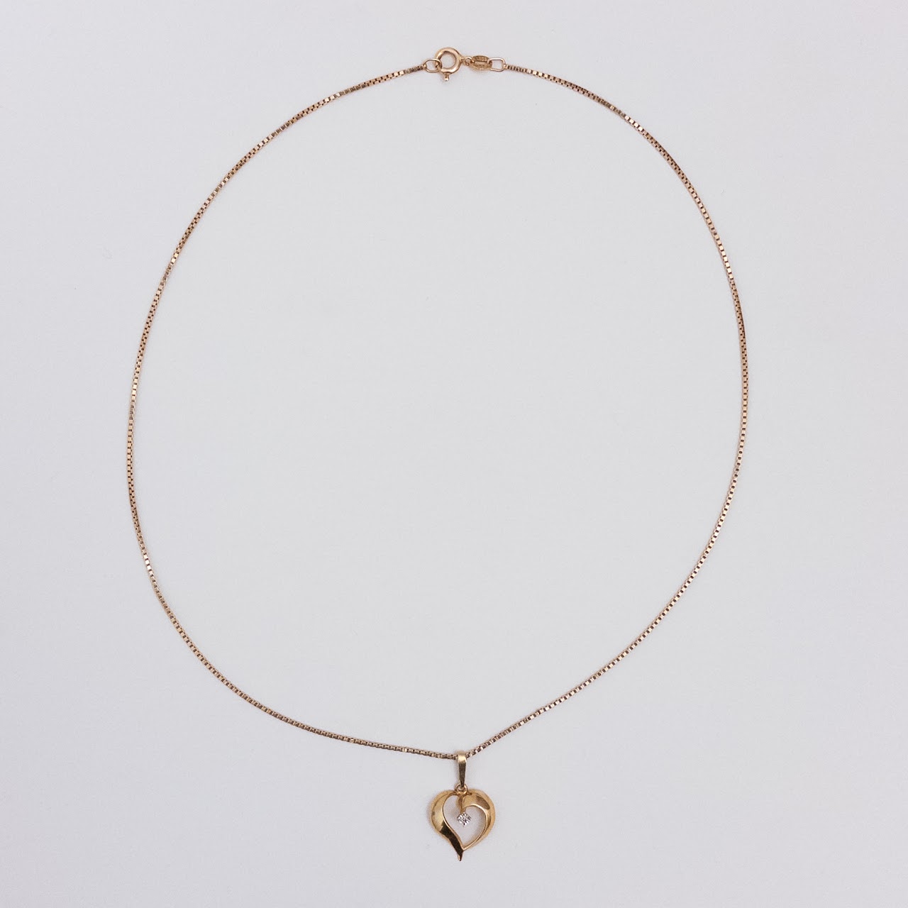 14K Gold and Diamond Heart Pendant Necklace