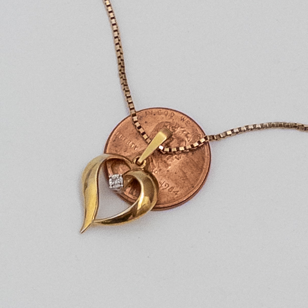 14K Gold and Diamond Heart Pendant Necklace