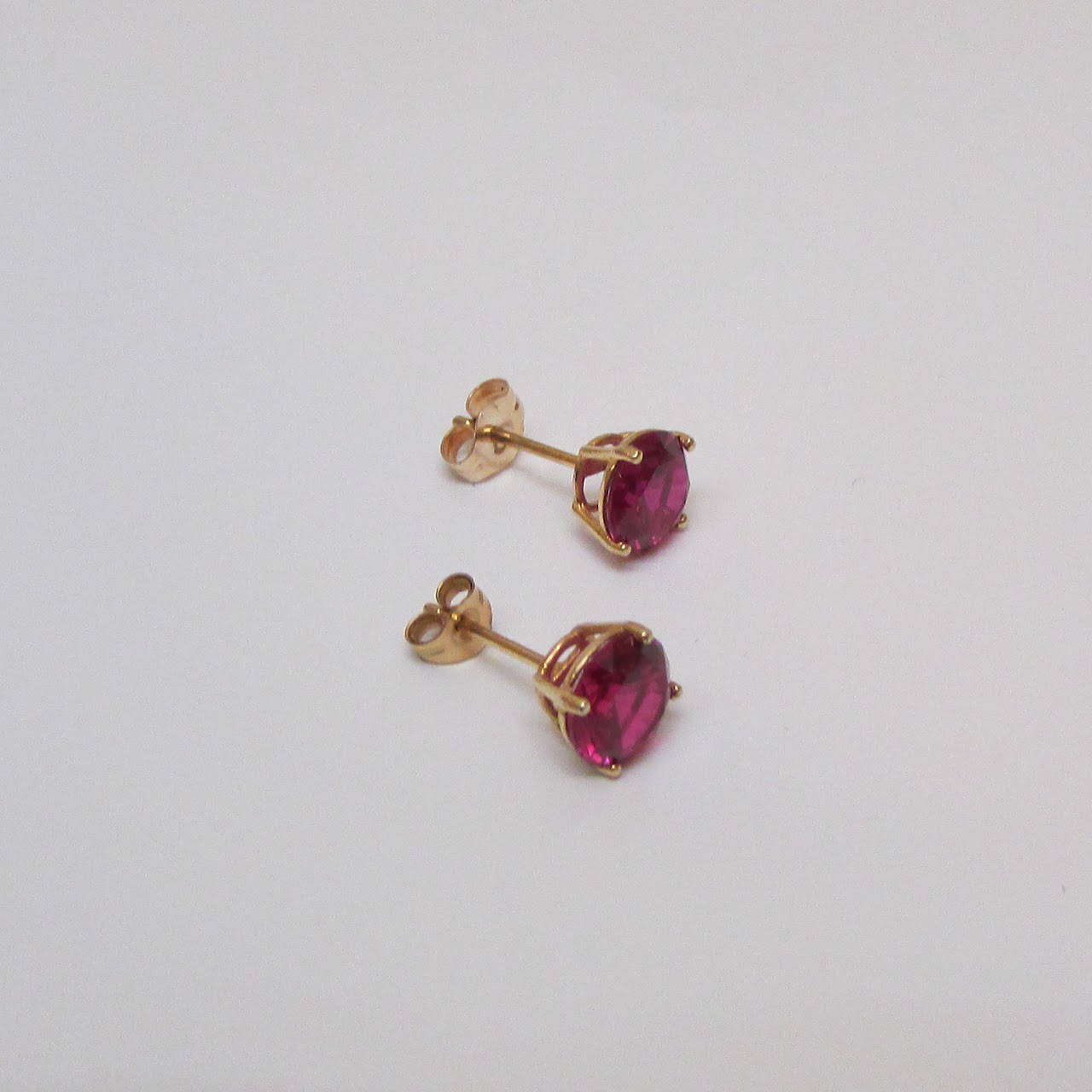 14K Gold & Pink Gemstone Earrings