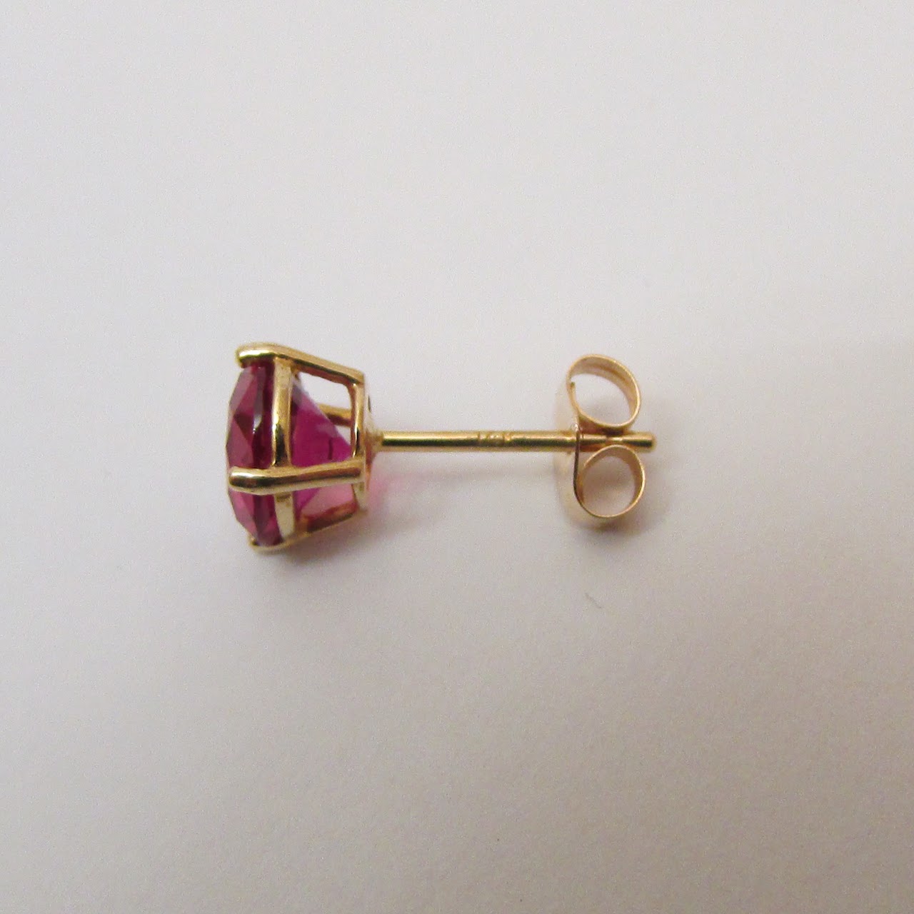 14K Gold & Pink Gemstone Earrings