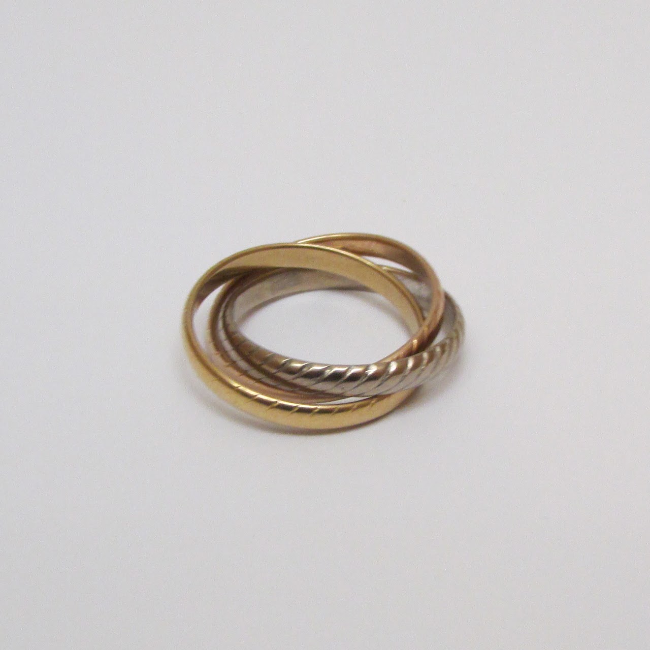 18K Tri-Color Gold Interlocked Ring Trio