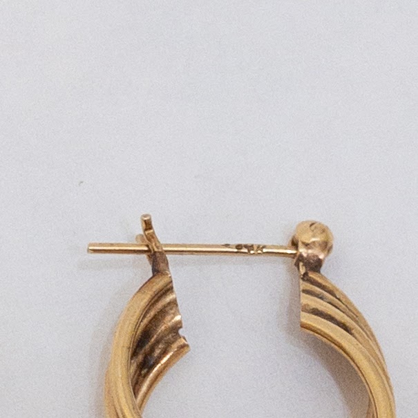 14K Yellow Gold Twist Hoop Earrings