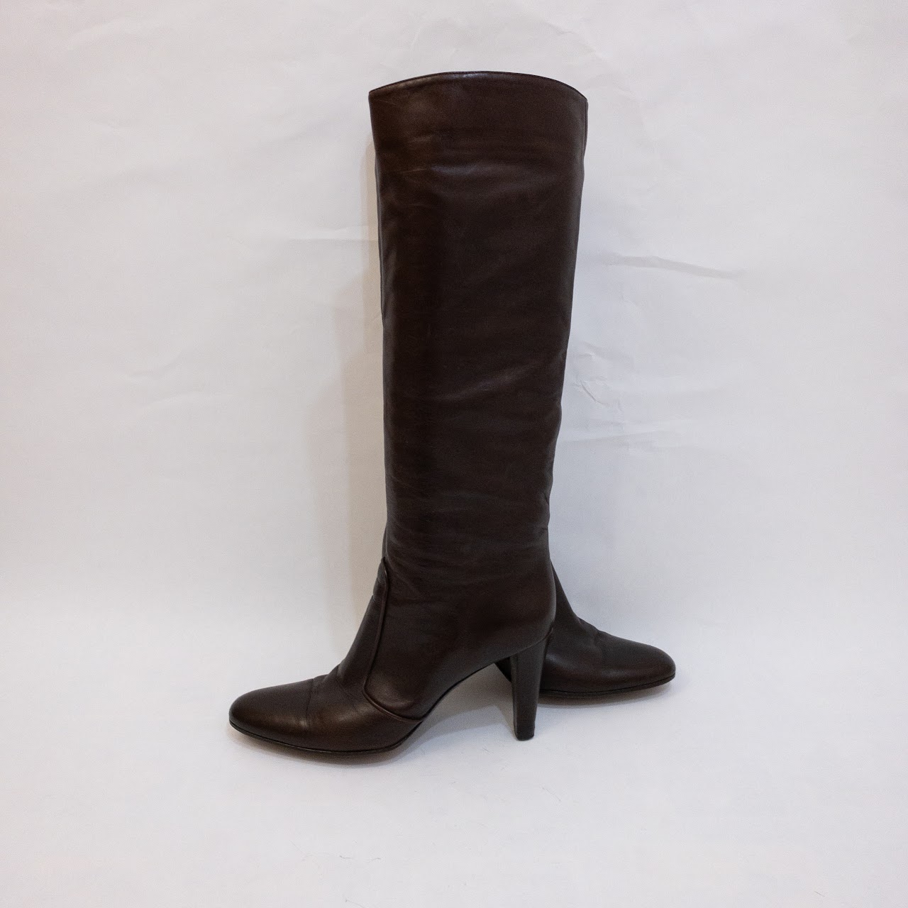 Sergio Rossi Brown Leather Tall Shaft Boots