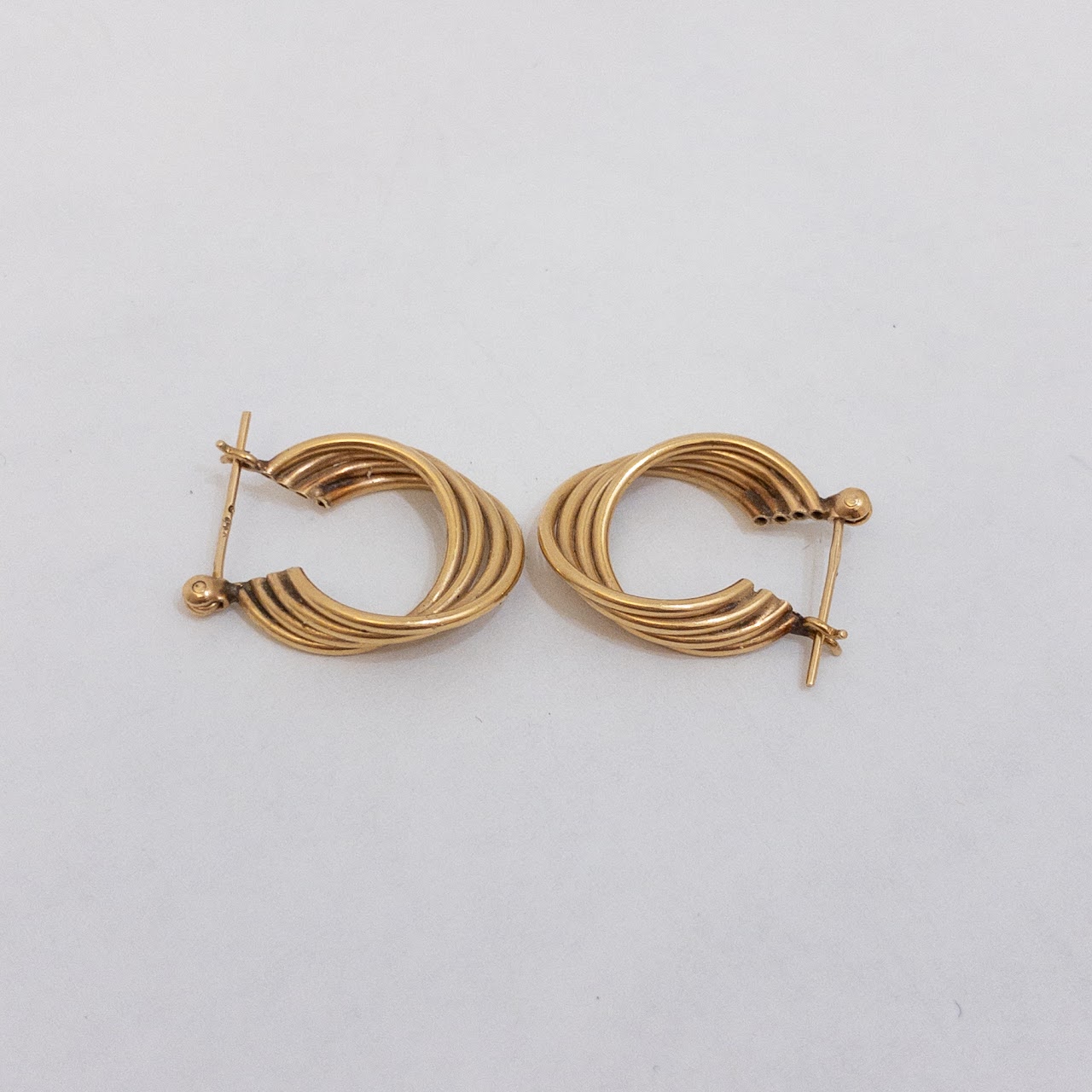 14K Yellow Gold Twist Hoop Earrings