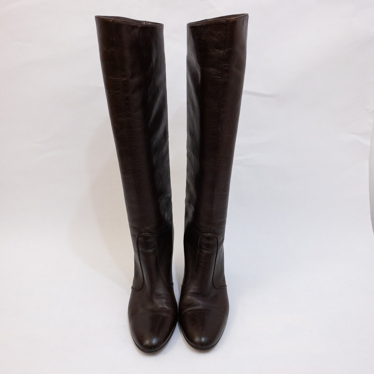 Sergio Rossi Brown Leather Tall Shaft Boots