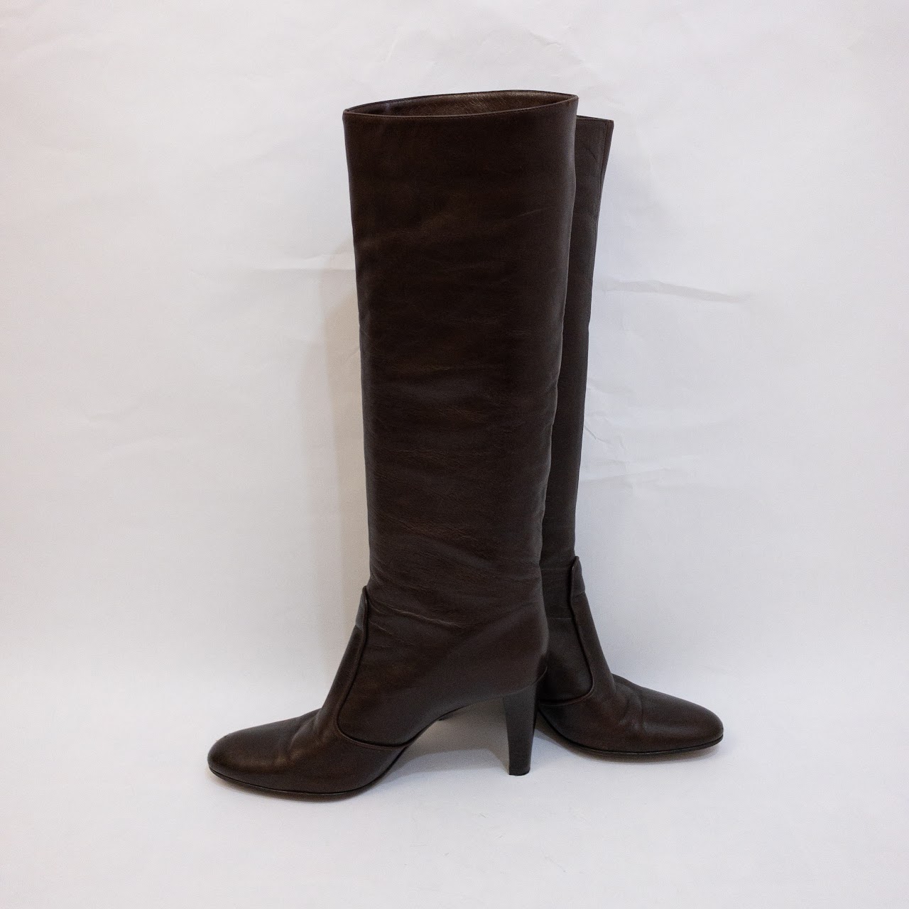 Sergio Rossi Brown Leather Tall Shaft Boots