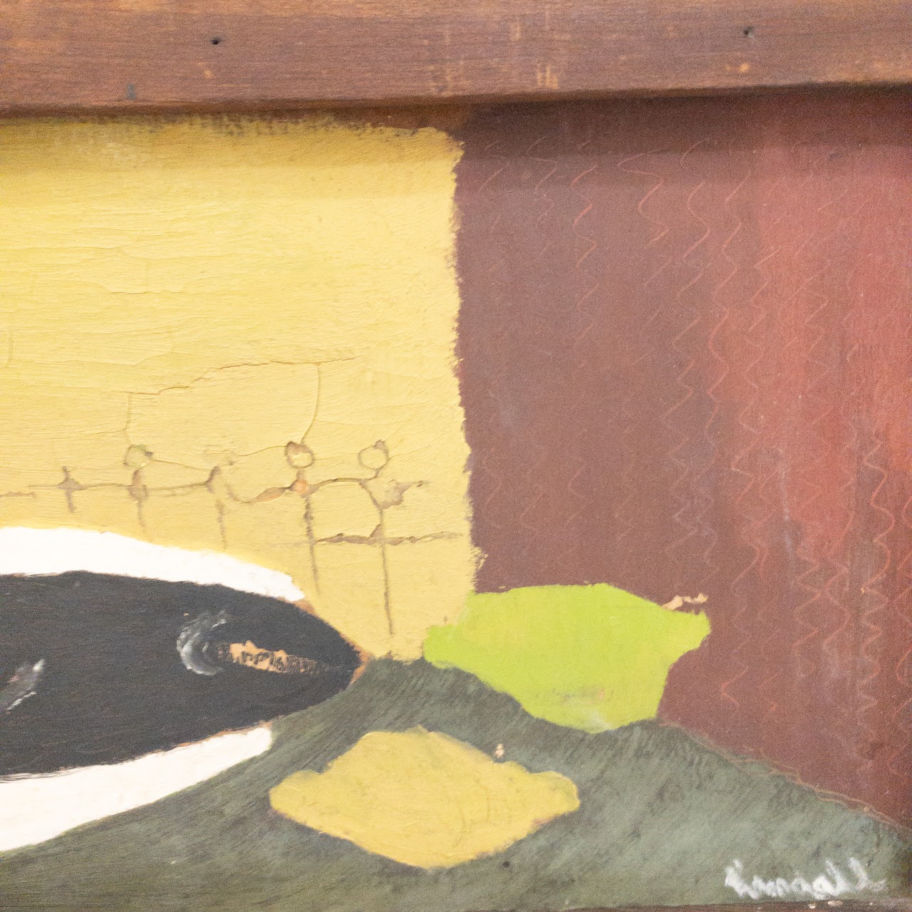 Primitive Fish Signed Painting