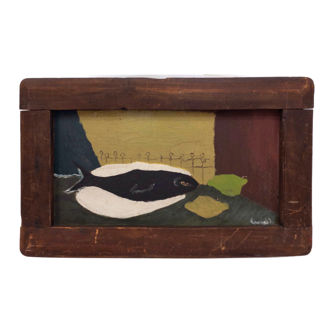 Primitive Fish Signed Painting