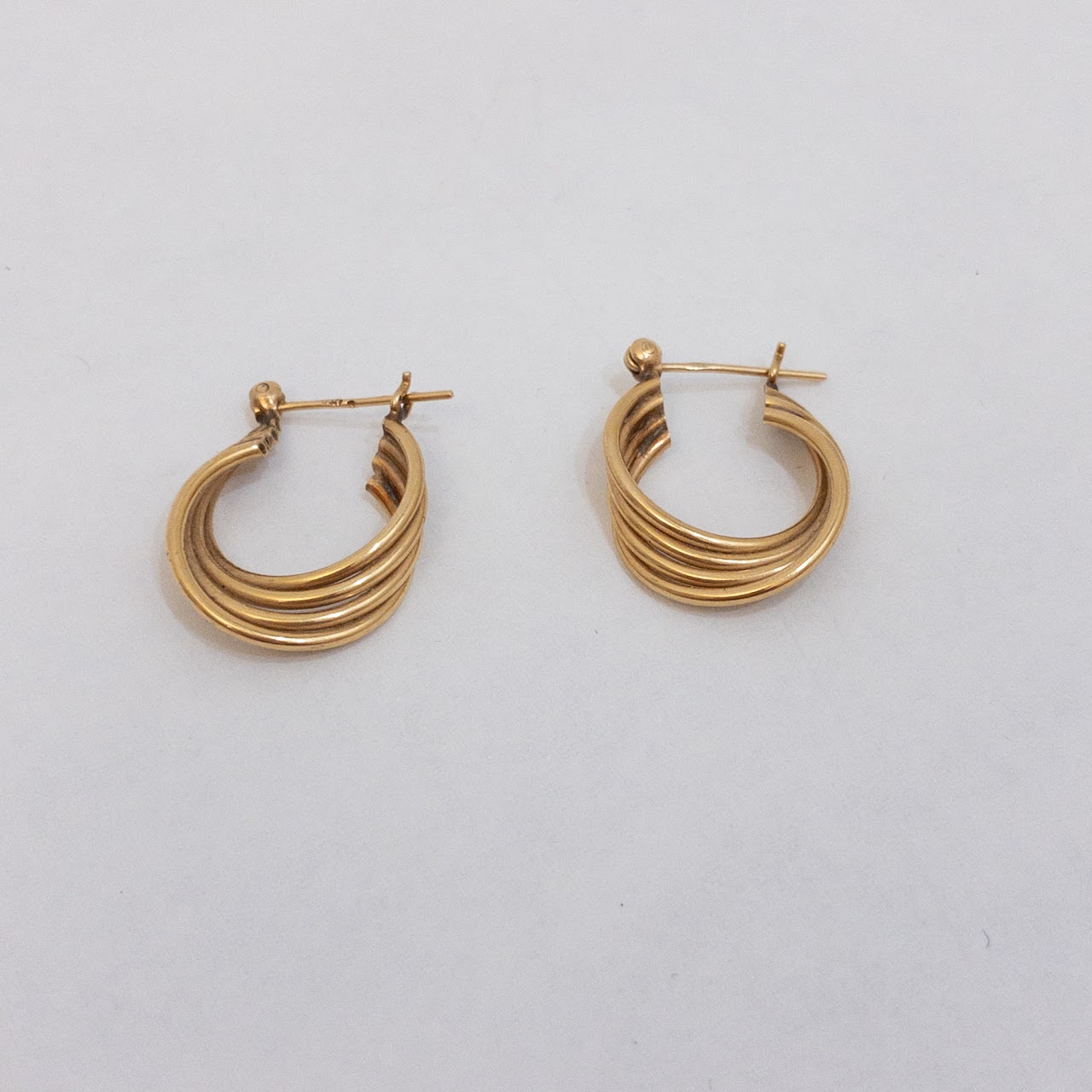 14K Yellow Gold Twist Hoop Earrings