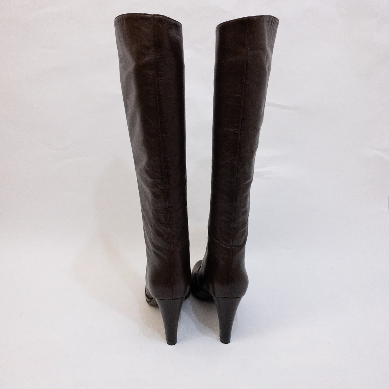 Sergio Rossi Brown Leather Tall Shaft Boots