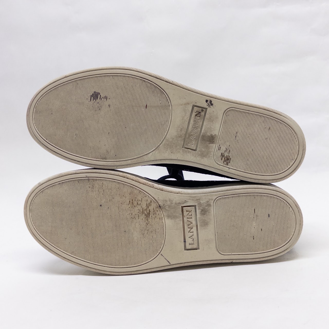 Lanvin Suede and Leather Low Top Court Sneakers