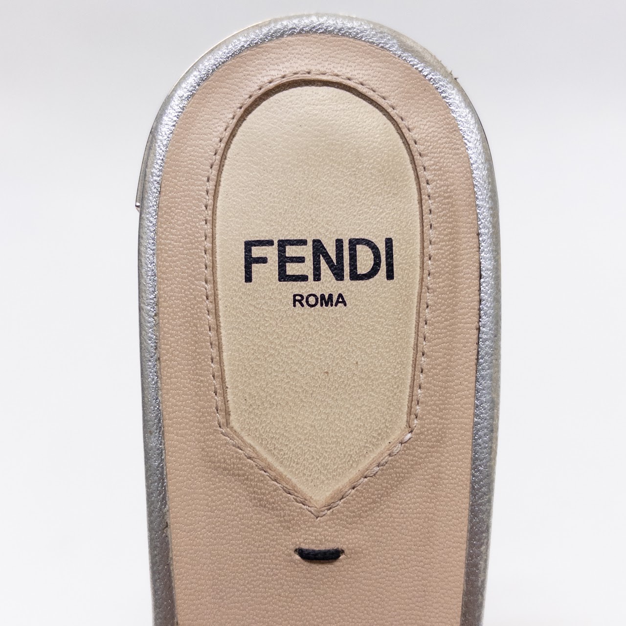 Fendi Flowerland Metallic Leather Slides