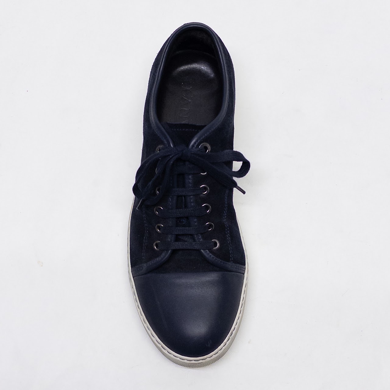 Lanvin Suede and Leather Low Top Court Sneakers