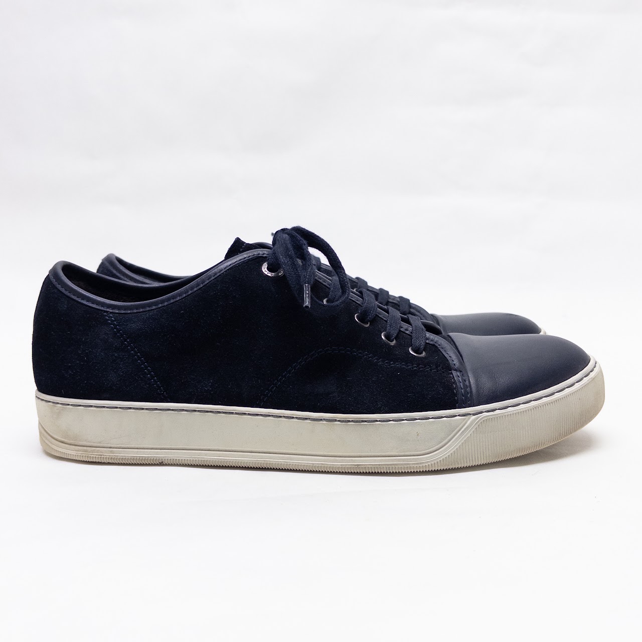 Lanvin Suede and Leather Low Top Court Sneakers