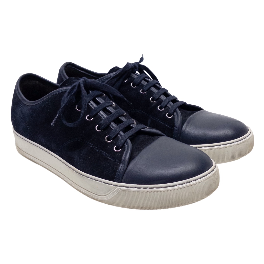 Lanvin Suede and Leather Low Top Court Sneakers