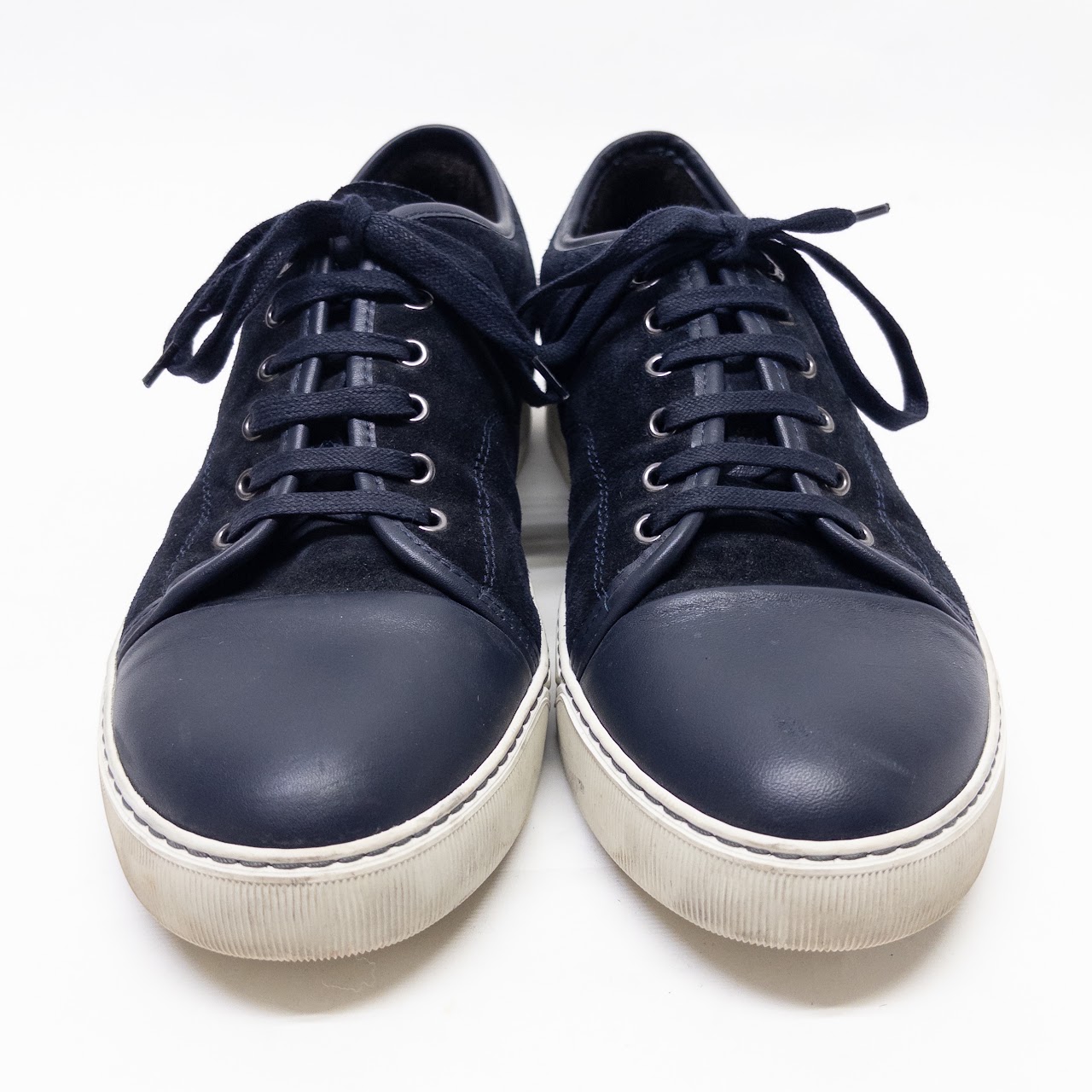 Lanvin Suede and Leather Low Top Court Sneakers