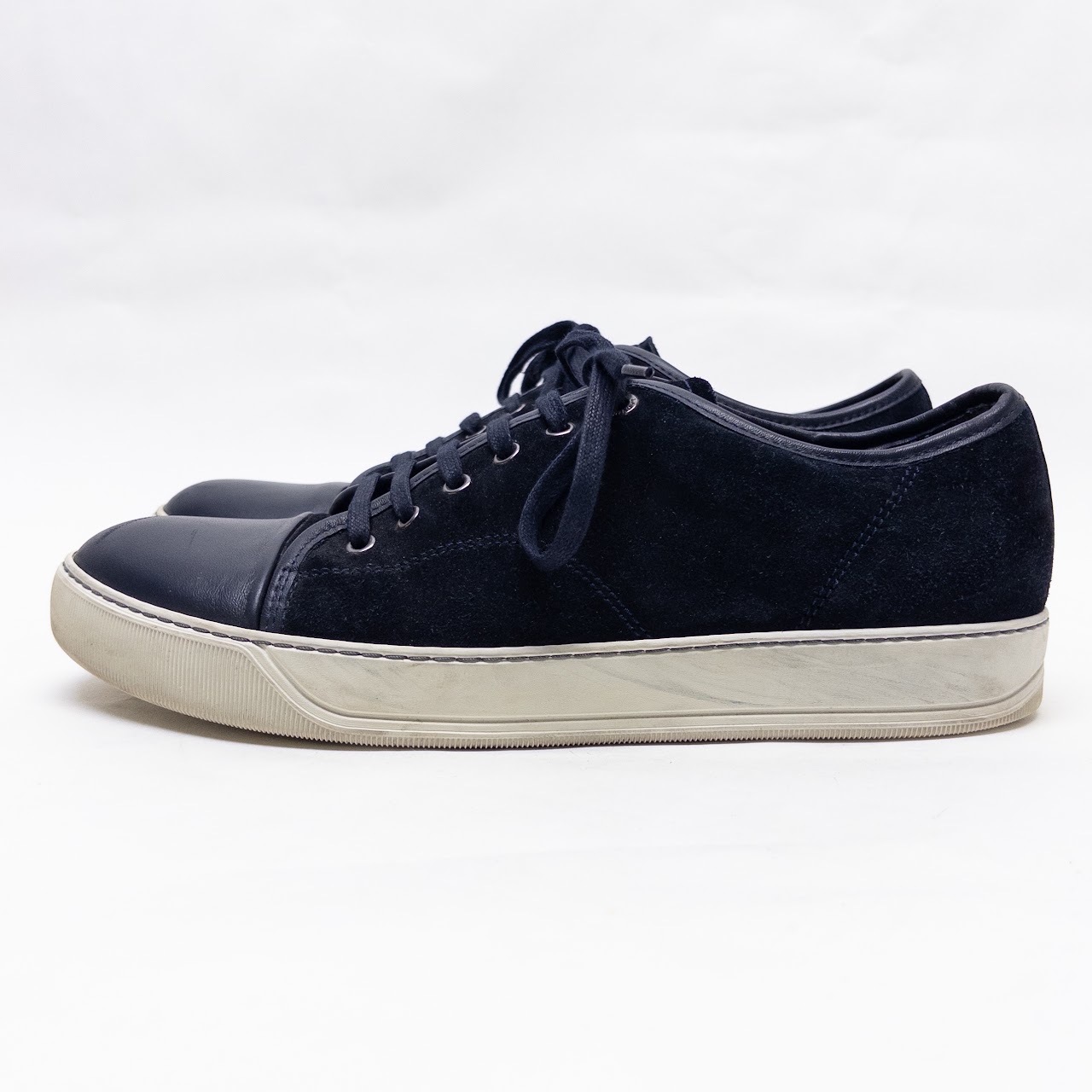 Lanvin Suede and Leather Low Top Court Sneakers