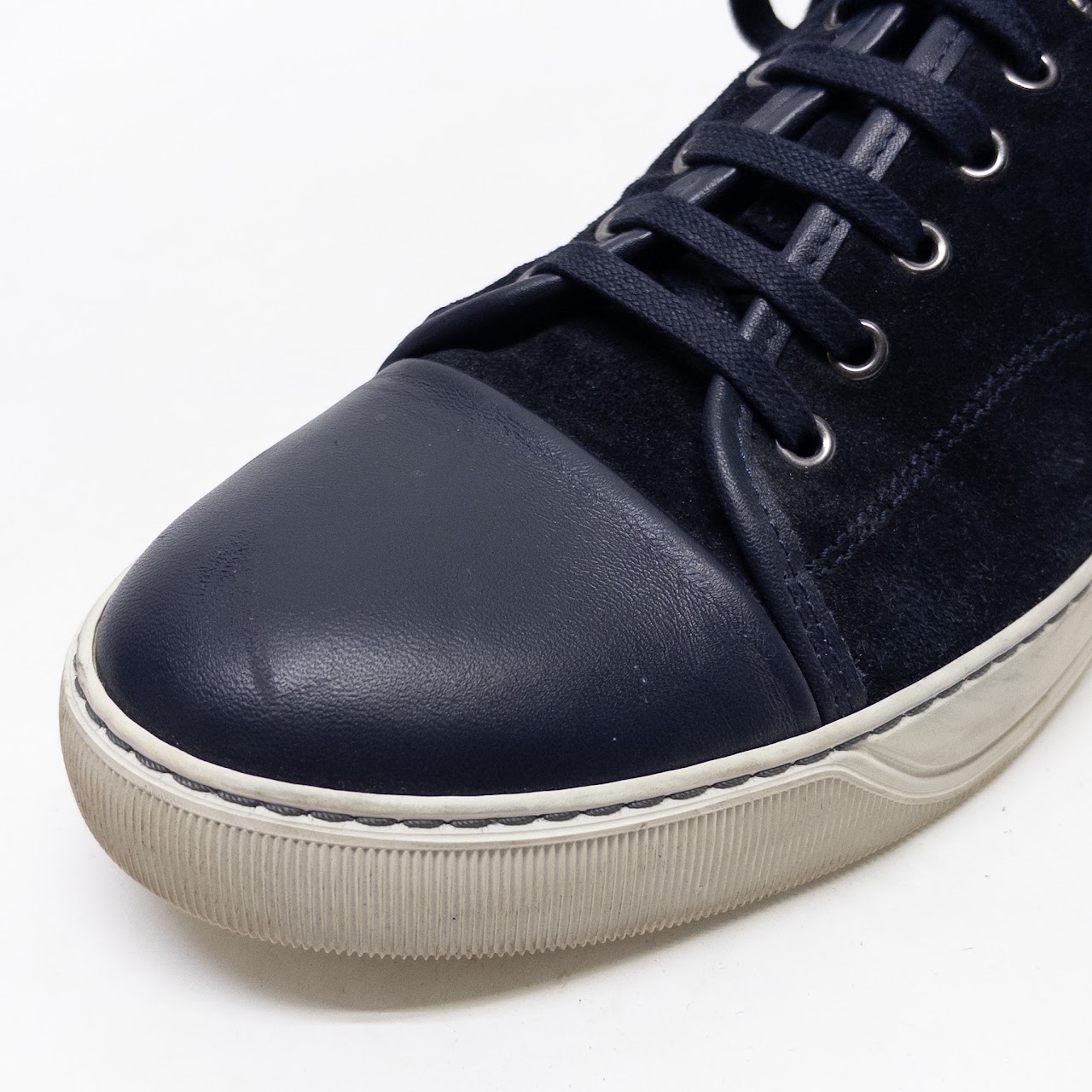 Lanvin Suede and Leather Low Top Court Sneakers