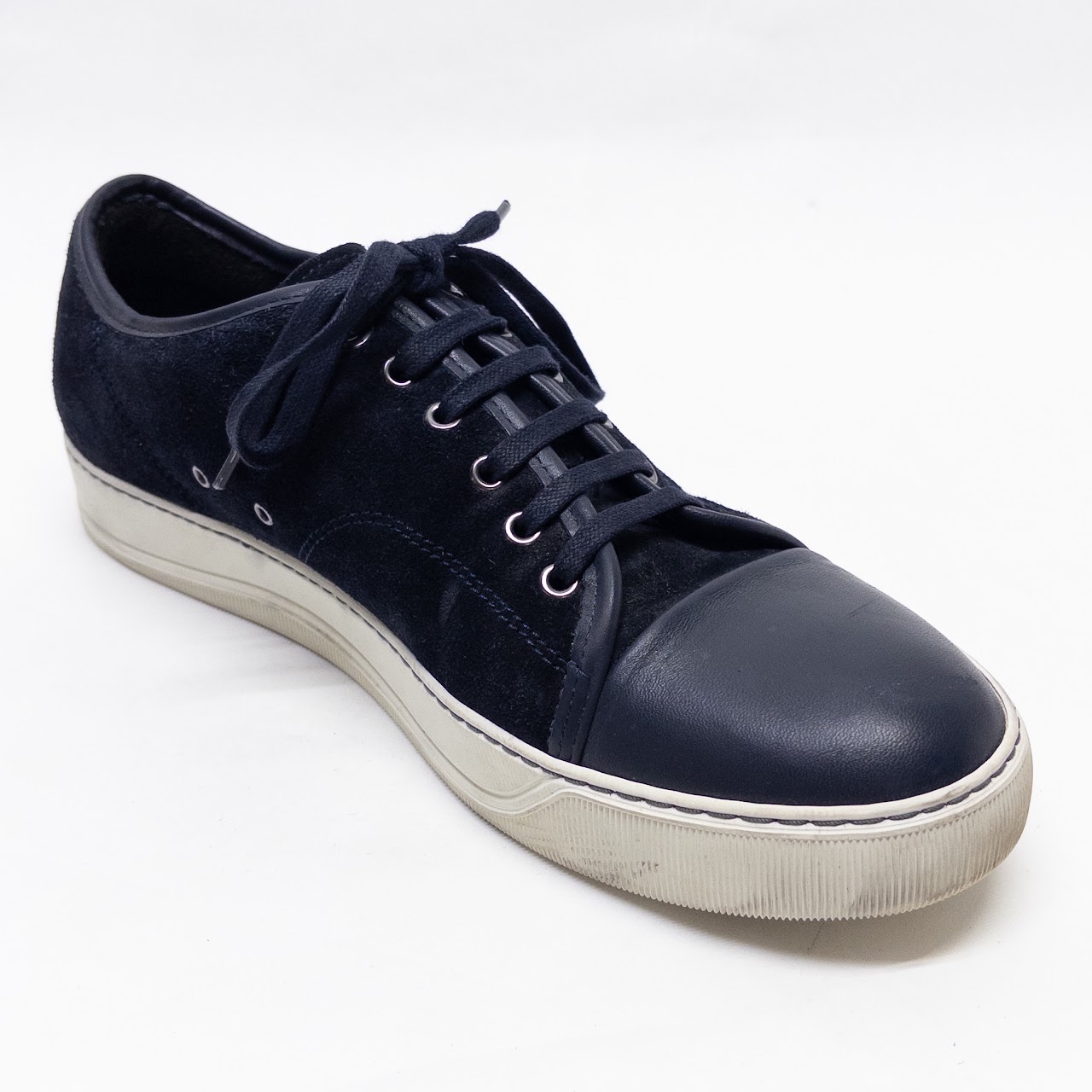 Lanvin Suede and Leather Low Top Court Sneakers