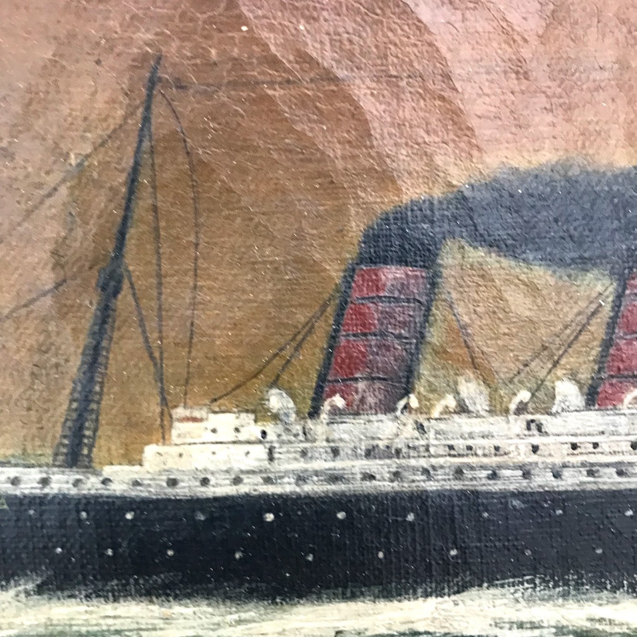 RMS Mauretania Antique Oil Painting