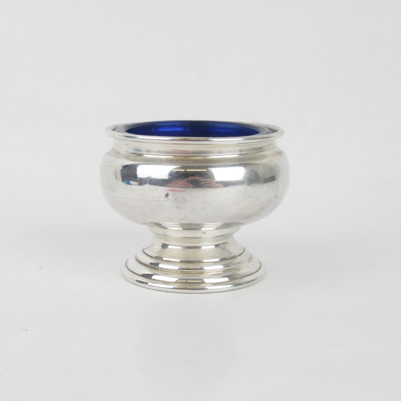Empire Sterling Silver & Blue Glass Candle Holder