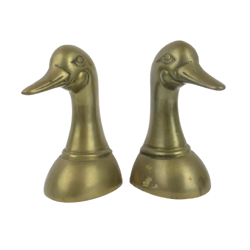 Brass Duck Bookends Pair