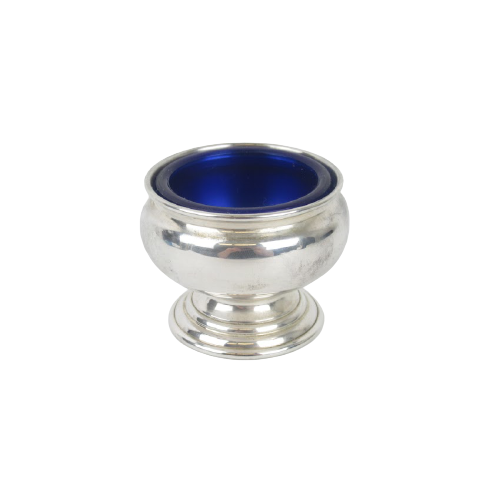 Empire Sterling Silver & Blue Glass Candle Holder