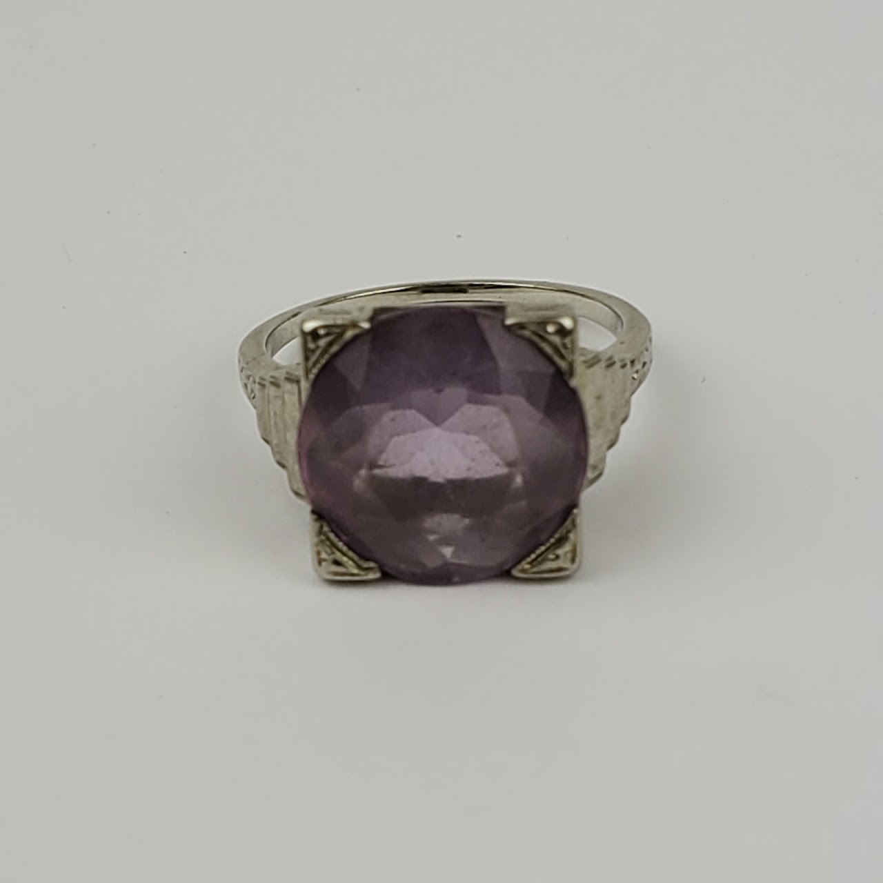 14K White Gold and Amethyst Ring
