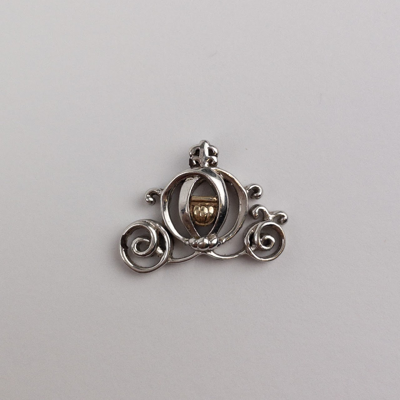 Sterling Silver and 10K Gold Disney Cinderella Carriage Pendant