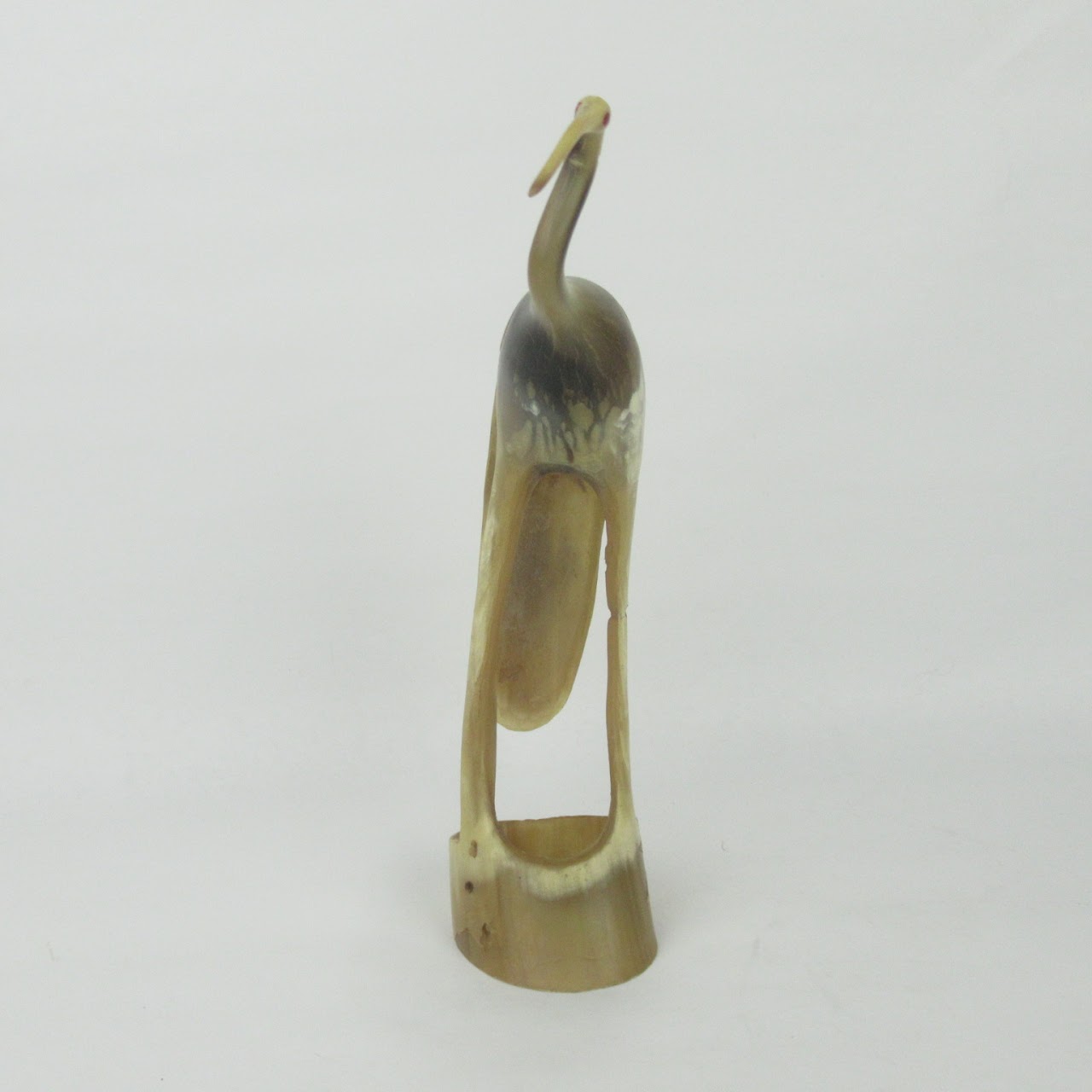 Carved Horn Egret Sculpture