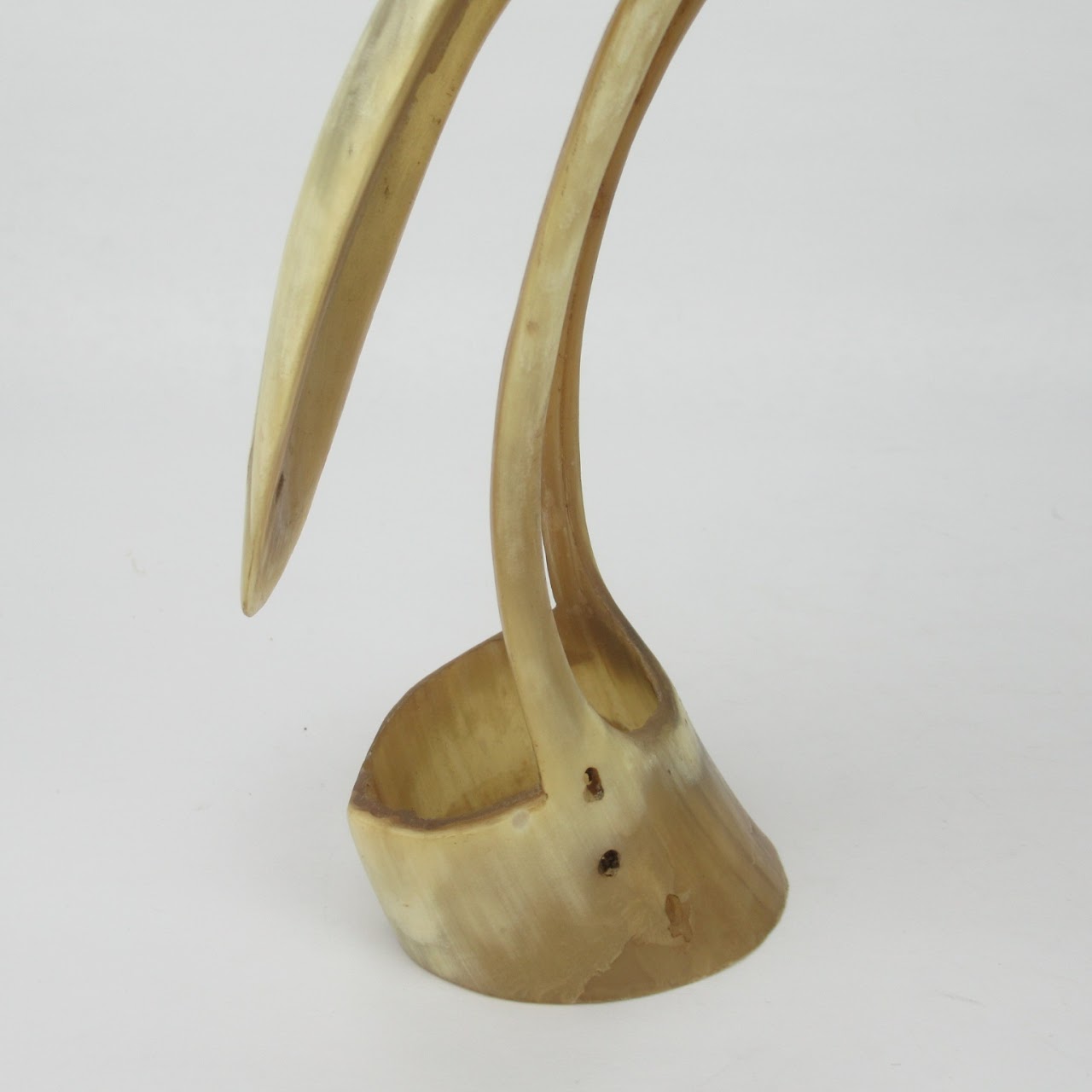 Carved Horn Egret Sculpture