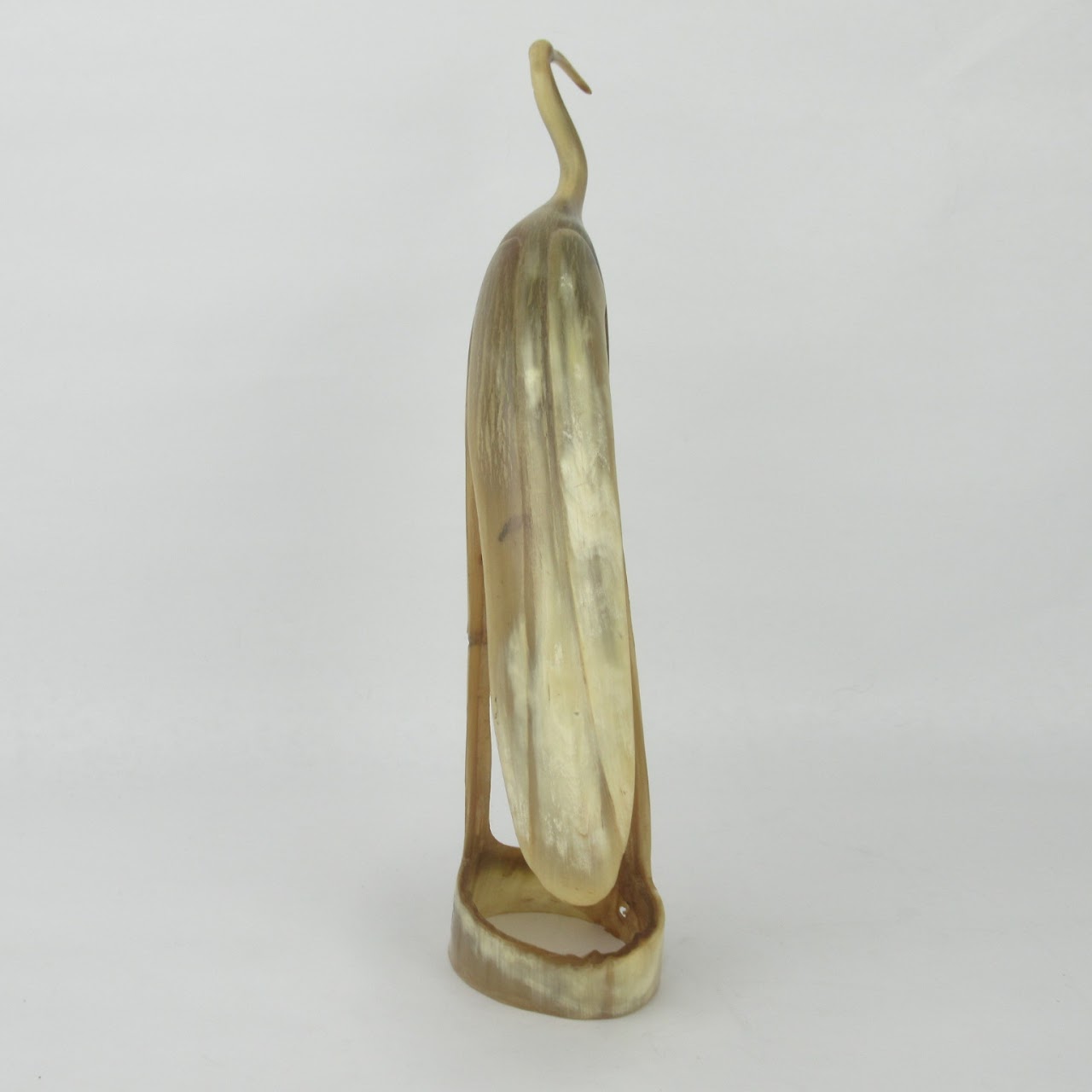 Carved Horn Egret Sculpture