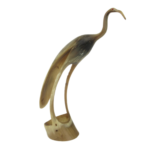 Carved Horn Egret Sculpture