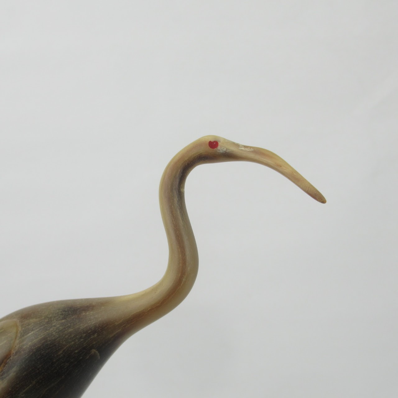 Carved Horn Egret Sculpture