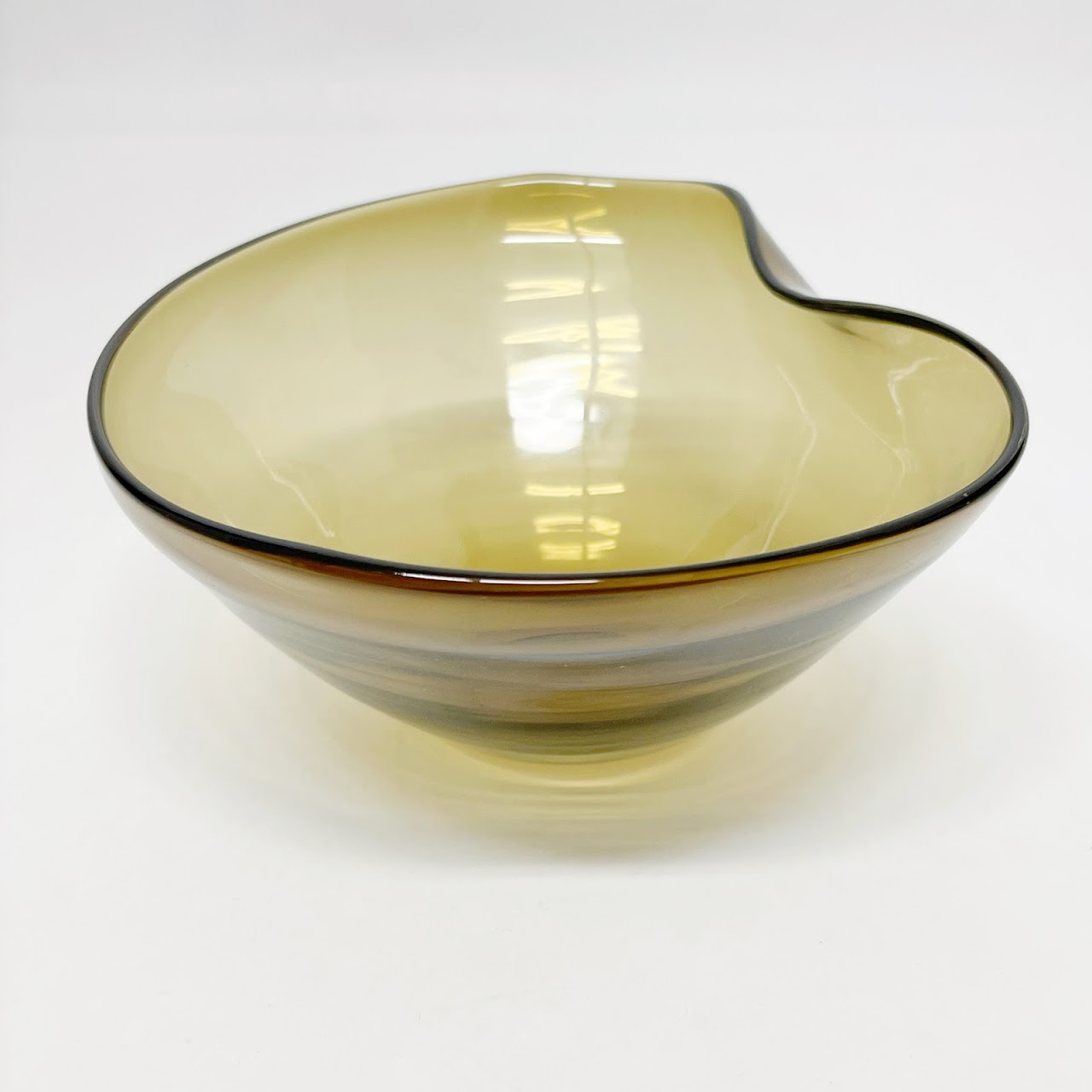 Abstract Art Glass Signed Bowl