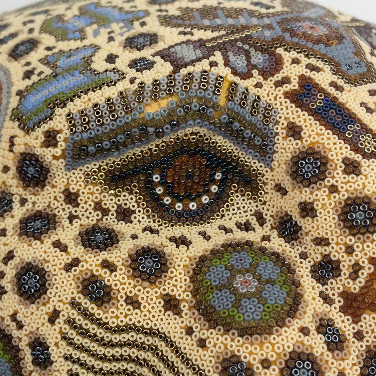 Huichol Beadwork SIGNED Jaguar Head