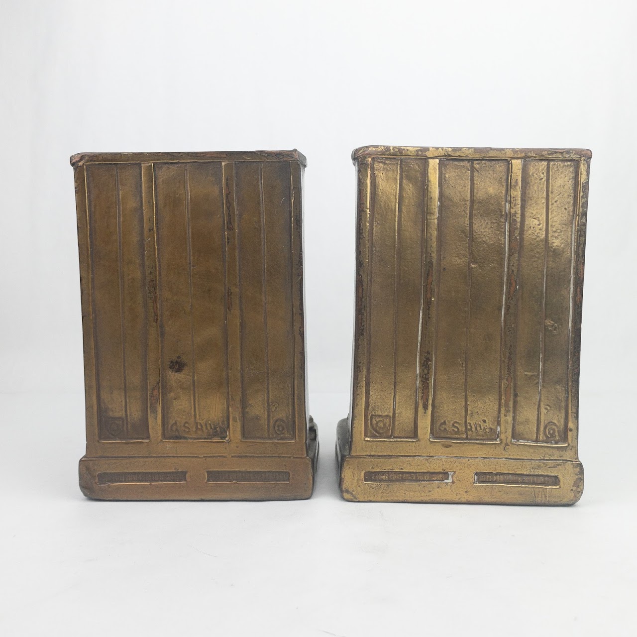 Armor Bronze SIGNED Vintage Bookends Pair