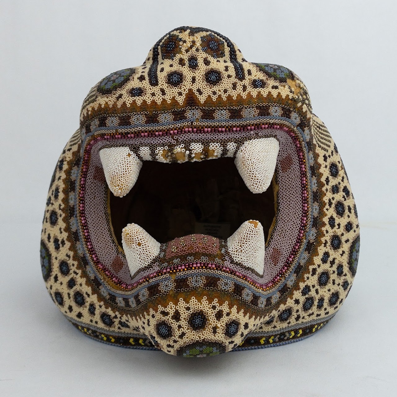 Huichol Beadwork SIGNED Jaguar Head