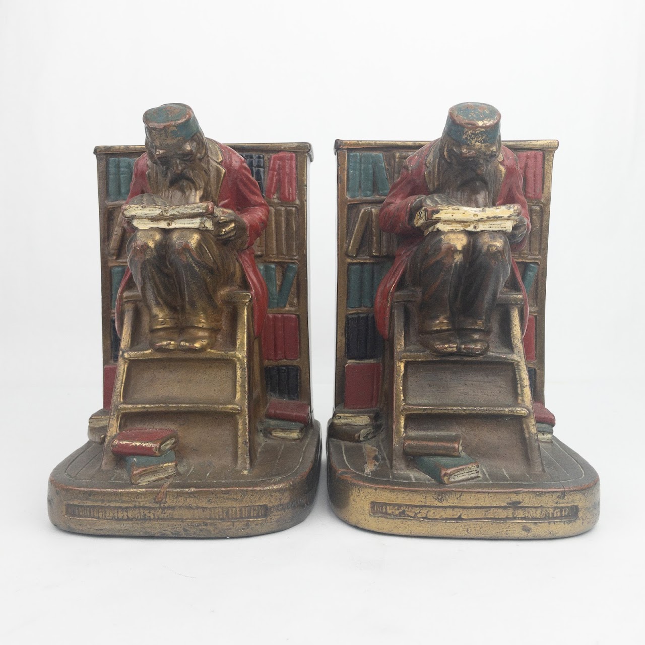 Armor Bronze SIGNED Vintage Bookends Pair