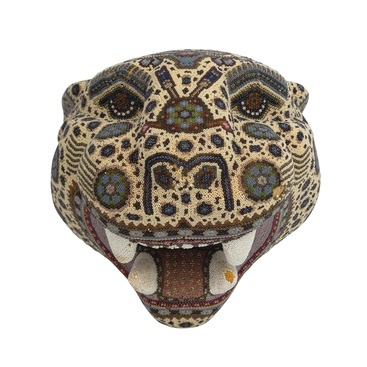 Huichol Beadwork SIGNED Jaguar Head