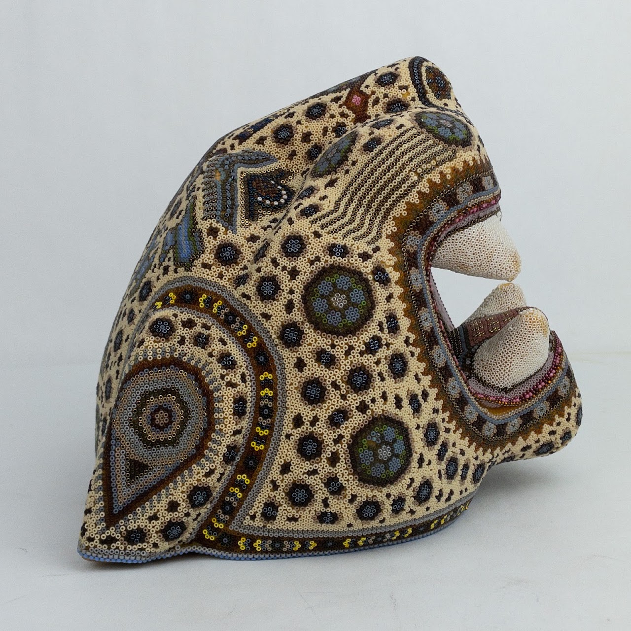 Huichol Beadwork SIGNED Jaguar Head