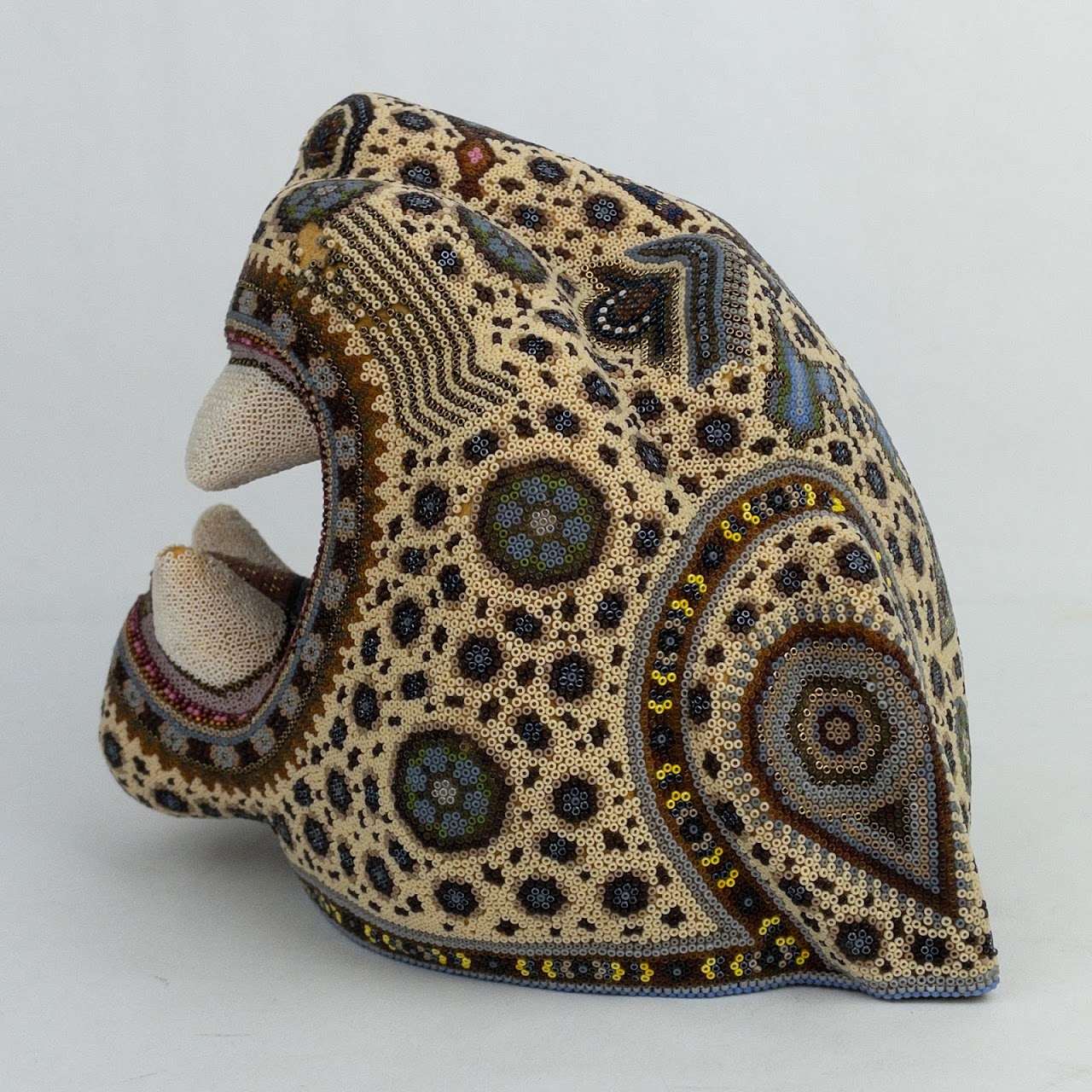 Huichol Beadwork SIGNED Jaguar Head